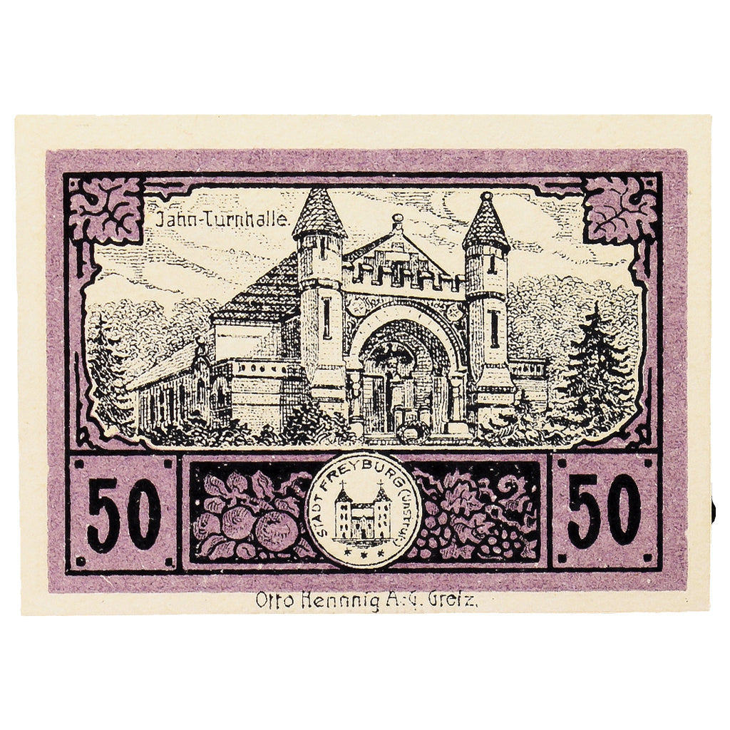 Banknot, Niemcy, Freyburg a. Unstrut Stadt, 50 Pfennig, Eglise, 1920