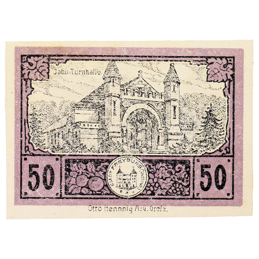 Geldschein, Deutschland, Freyburg a. Unstrut Stadt, 50 Pfennig, Eglise 1, 1920