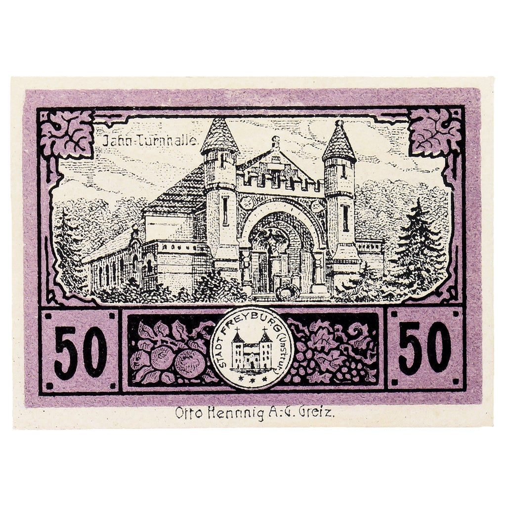 Geldschein, Deutschland, Freyburg a. Unstrut Stadt, 50 Pfennig, eglise 2, 1920