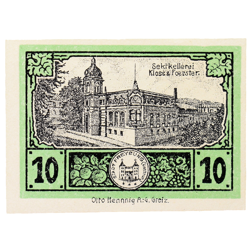 Banknot, Niemcy, Freyburg a. Unstrut Stadt, 10 Pfennig, Eglise 1, 1920