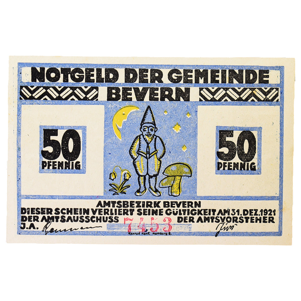 Banknot, Niemcy, Bevern Gemeinde, 50 Pfennig, personnage, 1921, 1921-12-31