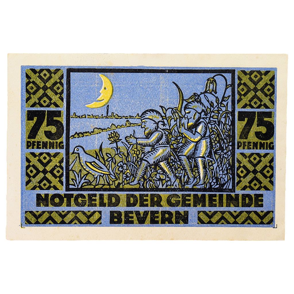Geldschein, Deutschland, Bevern Gemeinde, 75 Pfennig, personnage, 1921