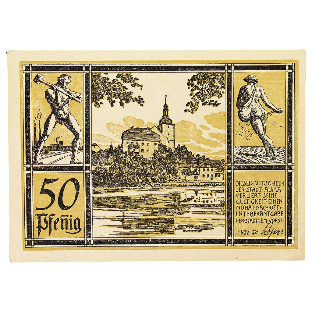 Geldschein, Deutschland, Auma, 50 Pfennig, aigle 2, 1921, 1921-04-01, VZ+
