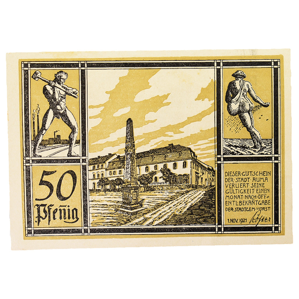 Geldschein, Deutschland, Auma, 50 Pfennig, aigle 6, 1921, 1921-04-01, VZ+