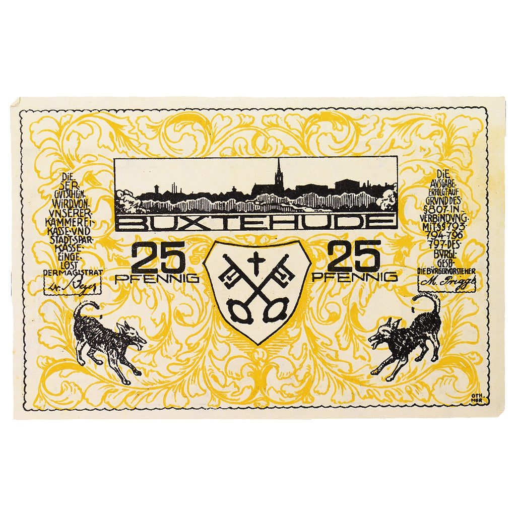 Geldschein, Deutschland, Buxtehude Stadt, 25 Pfennig, animaux 1, 1920