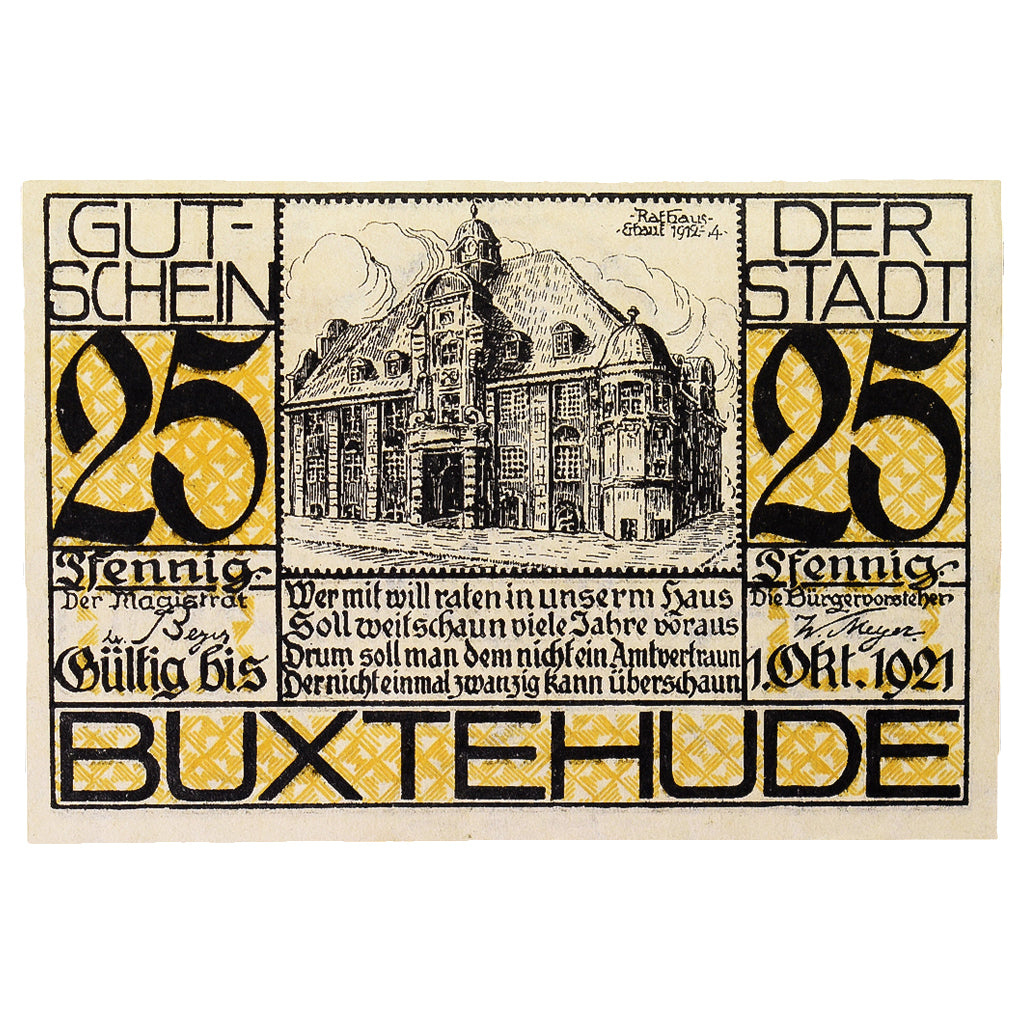 Geldschein, Deutschland, Buxtehude Stadt, 25 Pfennig, animaux 2, 1920