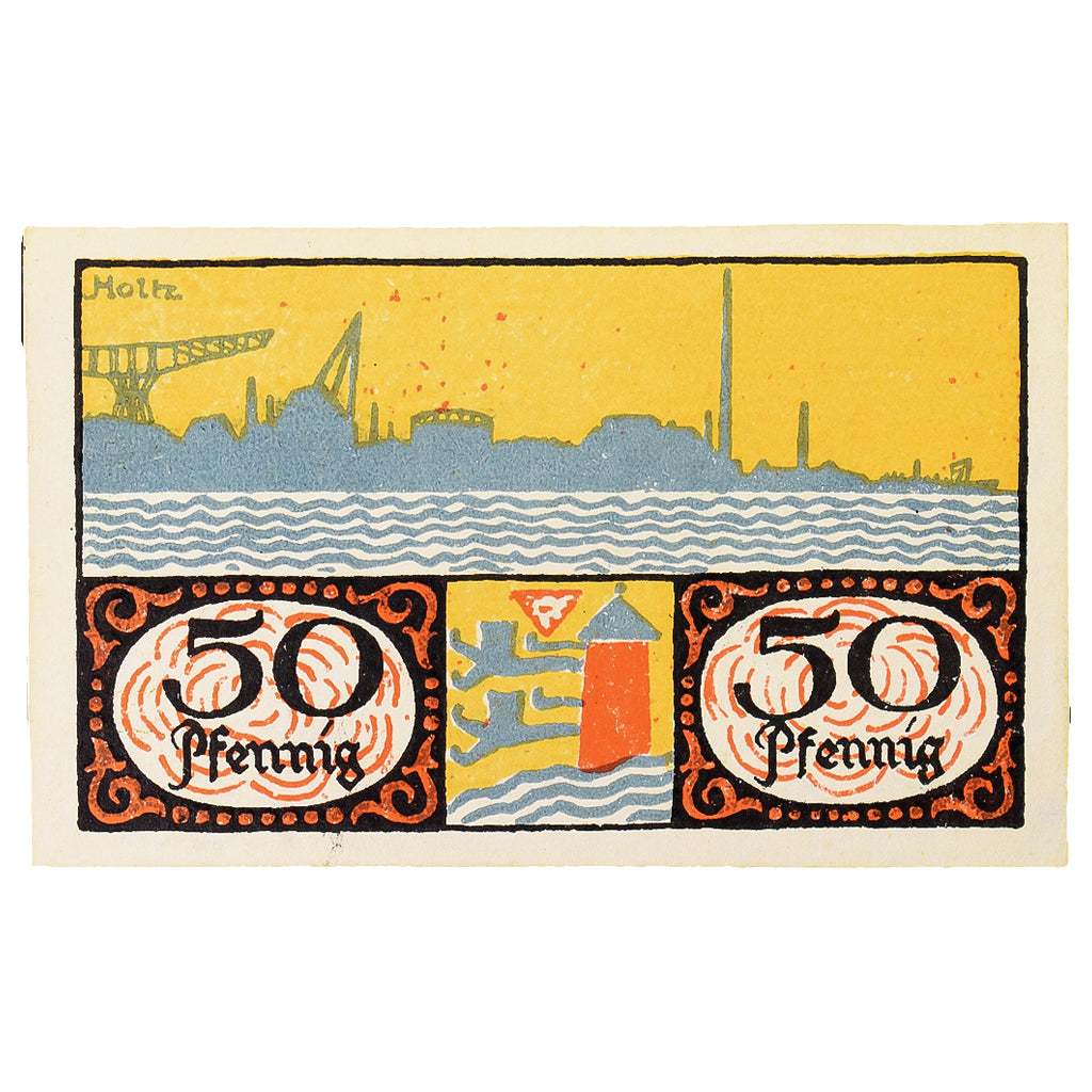Geldschein, Deutschland, Flensburg Stadt, 50 Pfennig, paysage, 1919, 1919-08-01