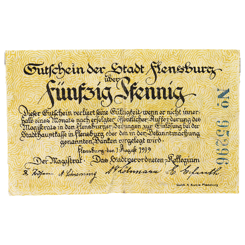 Geldschein, Deutschland, Flensburg Stadt, 50 Pfennig, paysage 1, 1919