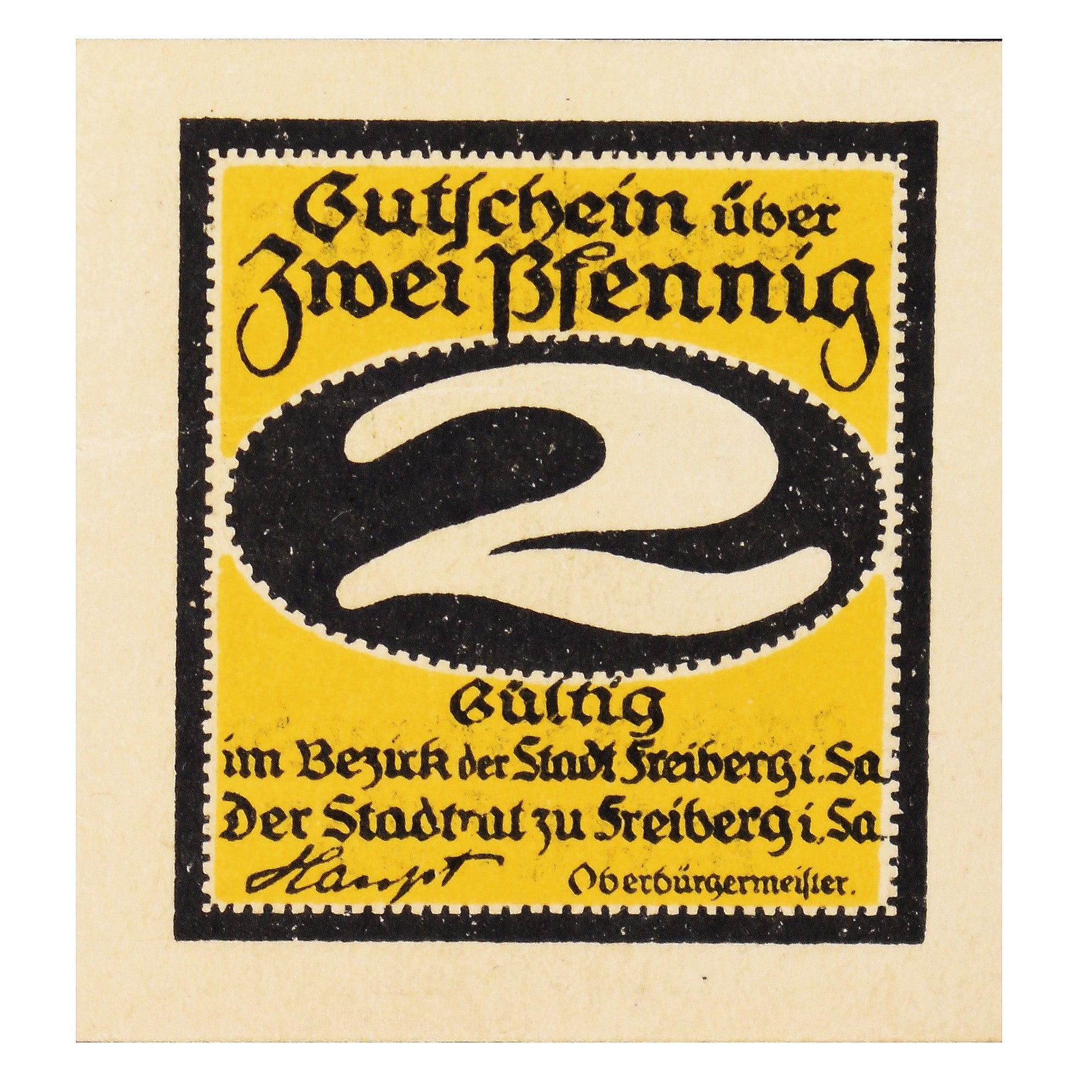 Banconote, Germania, Freiberg Stadt, 2 Pfennig, valeur faciale, 1921