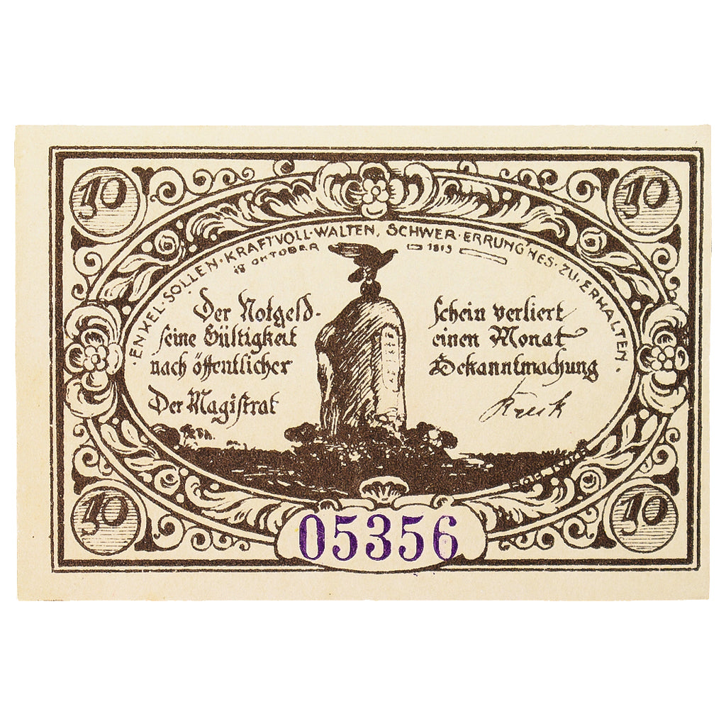 Banconote, Germania, Freienwalde Stadt, 10 Pfennig, Blason, 1920, SPL