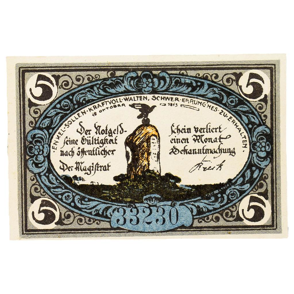 Banconote, Germania, Freienwalde Stadt, 5 Pfennig, Blason, 1920, SPL, Mehl:385.5
