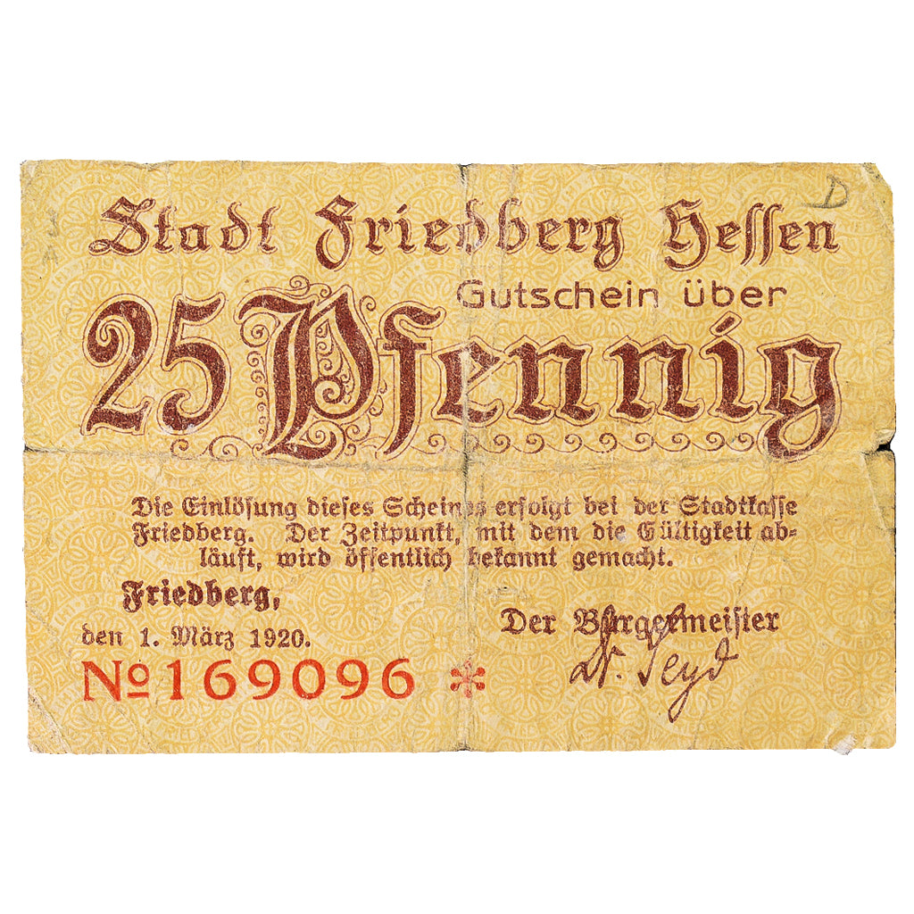 Geldschein, Deutschland, Friedberg, 25 Pfennig, château, 1920, 1920-12-01, S+