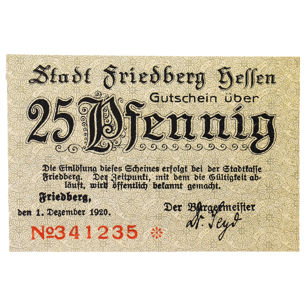 Banconote, Germania, Friedberg, 25 Pfennig, chateau 2, 1920, 1920-12-01, SPL