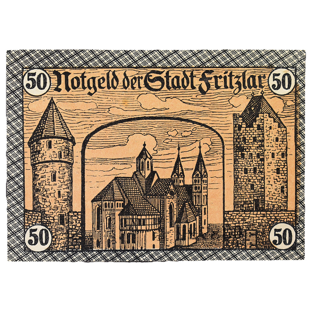 Banconote, Germania, Fritzlar Stadt, 50 Pfennig, Batiment, 1920, 1920-10-11