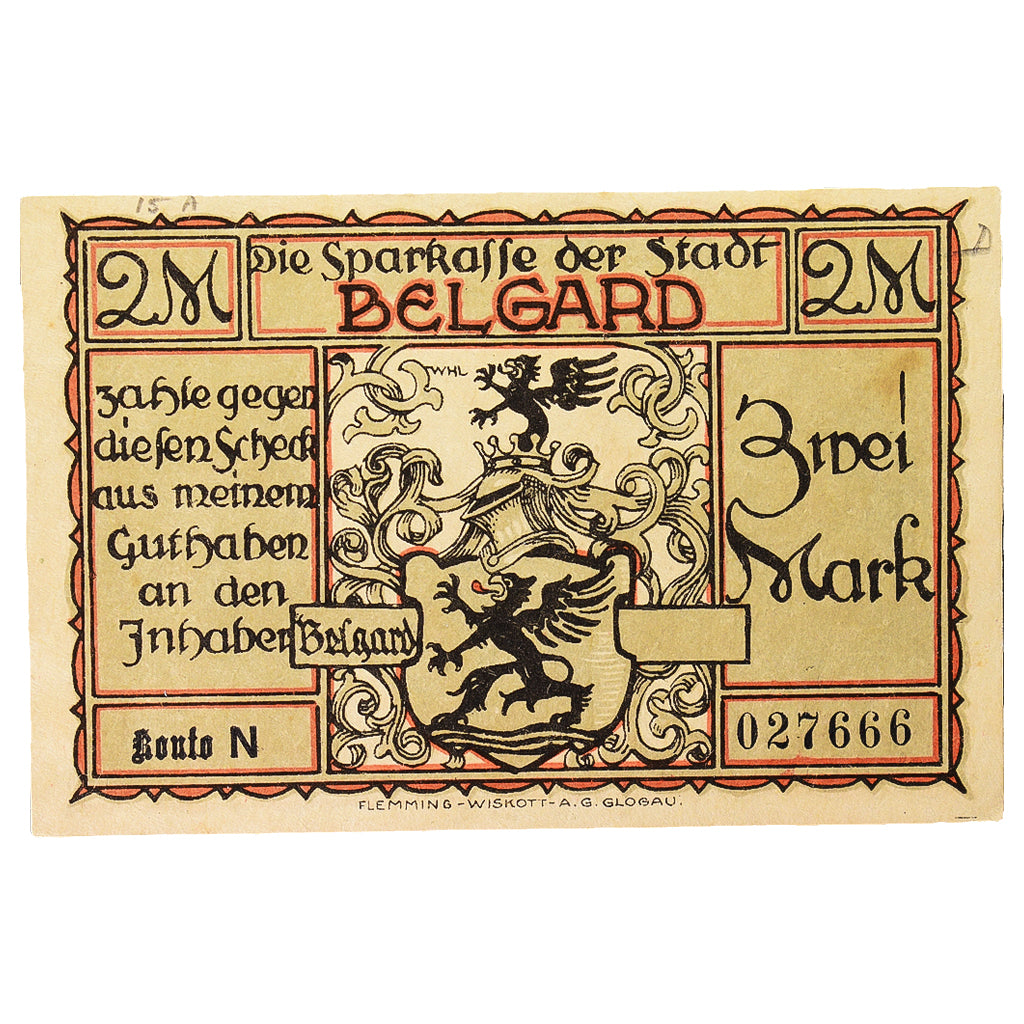 Geldschein, Deutschland, Belgard a. Persante Stadt, 2 Mark, personnage, VZ+