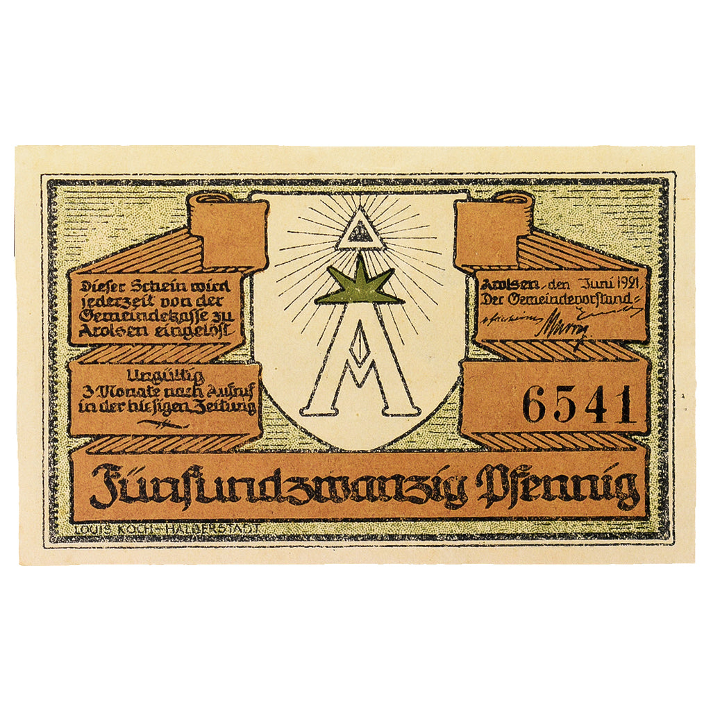 Banconote, Germania, Arolsen, 25 Pfennig, paysage 3, 1921, 1921-06-01, SPL