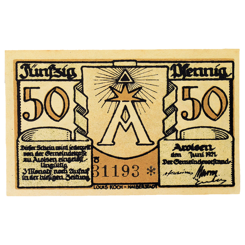 Geldschein, Deutschland, Arolsen, 50 Pfennig, Maison 4, 1921, 1921-06-01, VZ+