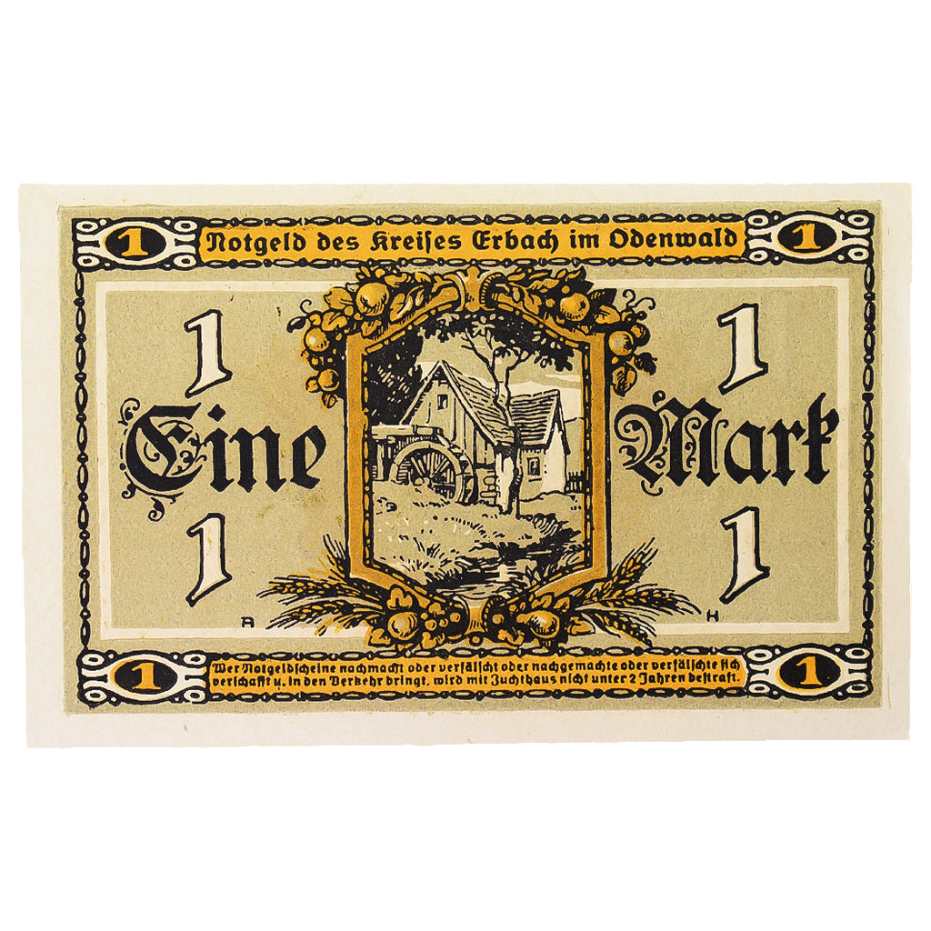Banknot, Niemcy, Erbach im oderwald, 1 Mark, personnage 4, 1918, UNC(63)