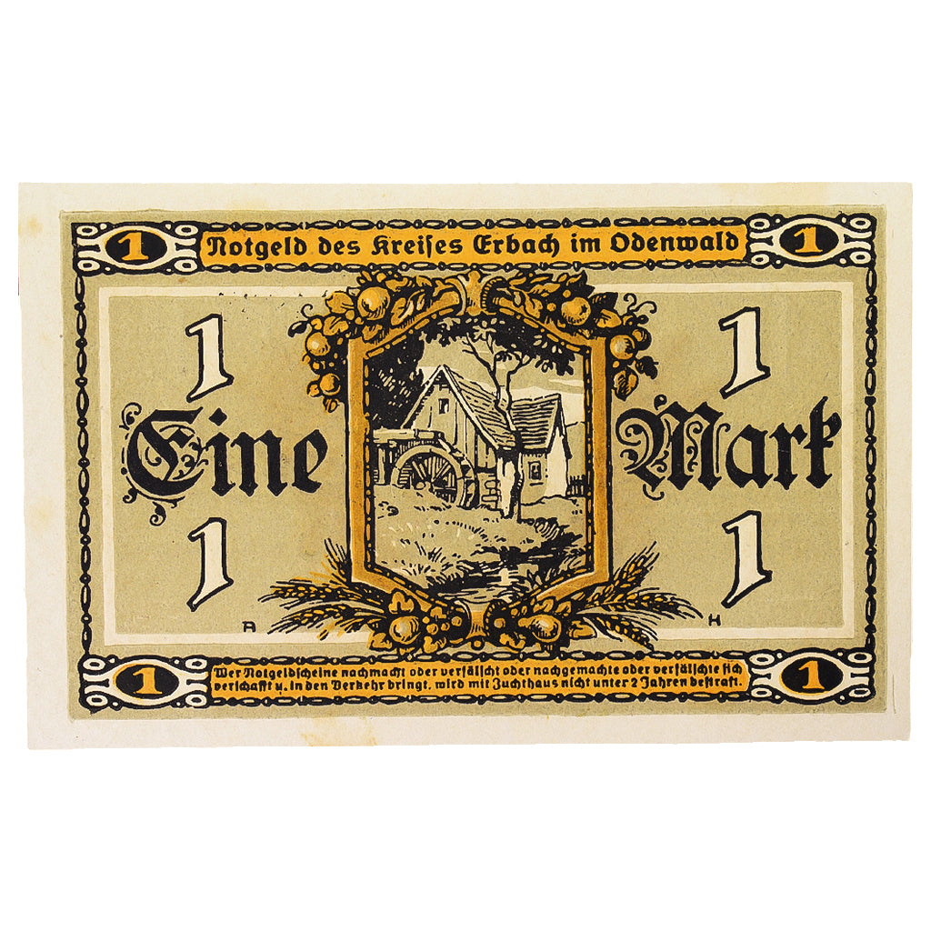 Banconote, Germania, Erbach im oderwald, 1 Mark, personnage 5, 1918, SPL