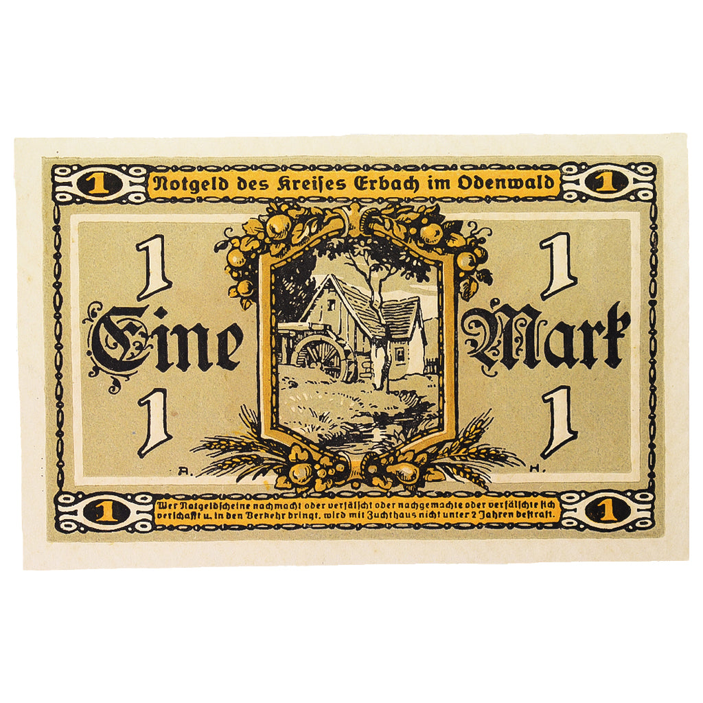 Banconote, Germania, Erbach im oderwald, 1 Mark, personnage 6, 1918, SPL