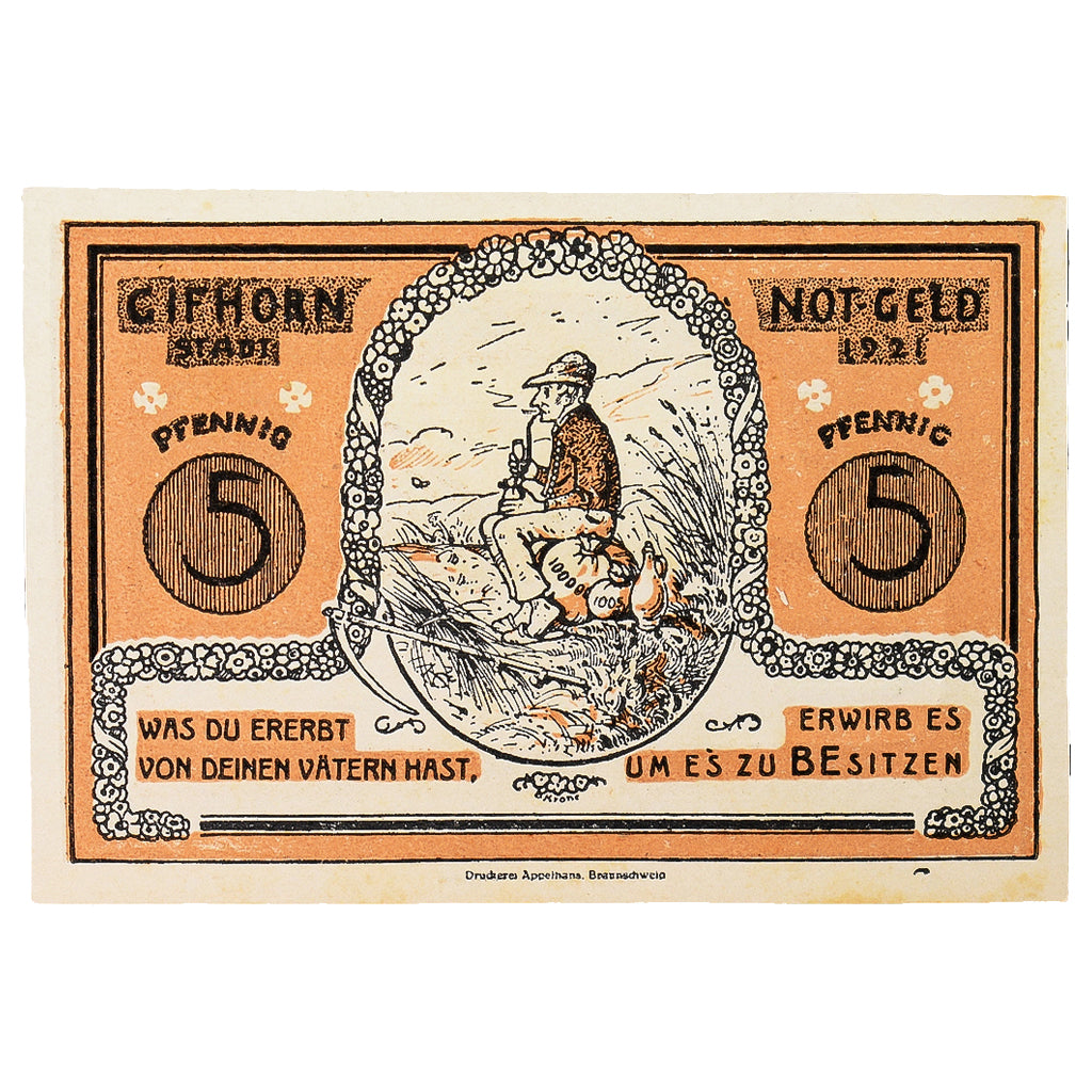Geldschein, Deutschland, Gifhorn, 5 Pfennig, personnage 1, 1921, 1921-06-01