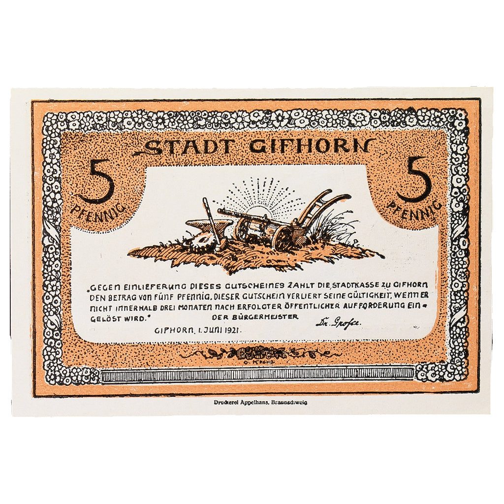 Geldschein, Deutschland, Gifhorn, 5 Pfennig, personnage 2, 1921, 1921-06-01