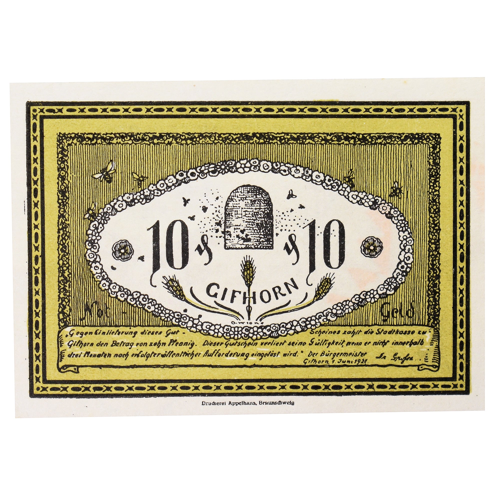 Geldschein, Deutschland, Gifhorn, 10 Pfennig, personnage 1, 1921, 1921-06-01
