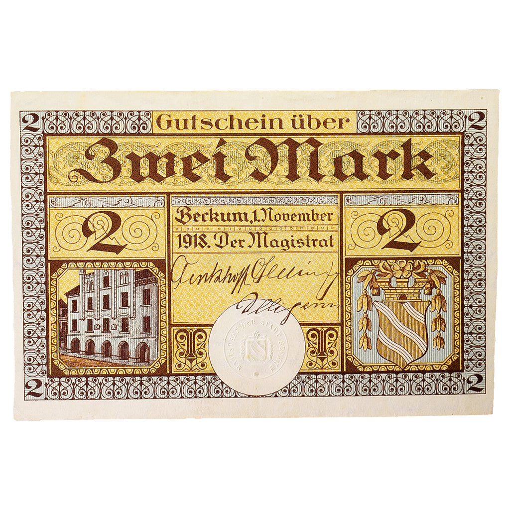 Banknote, Germany, Beckum Stadt, 2 Mark, personnage 1, 1918, UNC(60-62)