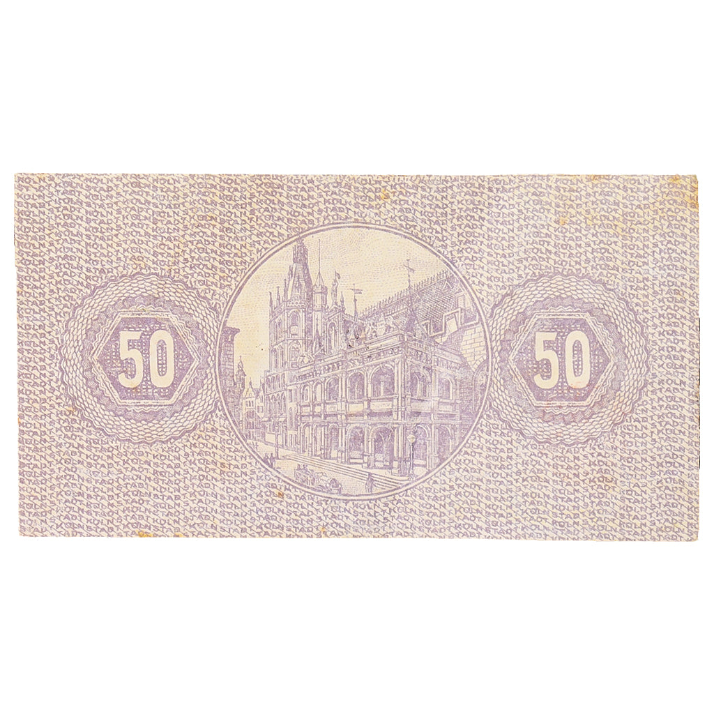 Banconote, Germania, Köln Stadt, 50 Pfennig, Eglise, 1920, 1920-10-01, SPL