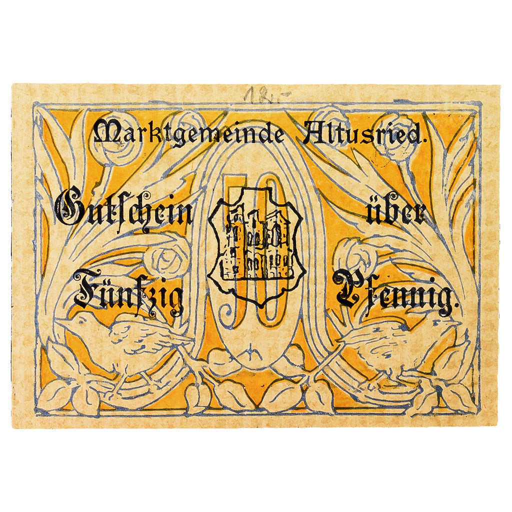 Banconote, Germania, Altusried Marktgemeinde, 50 Pfennig, village, 1920