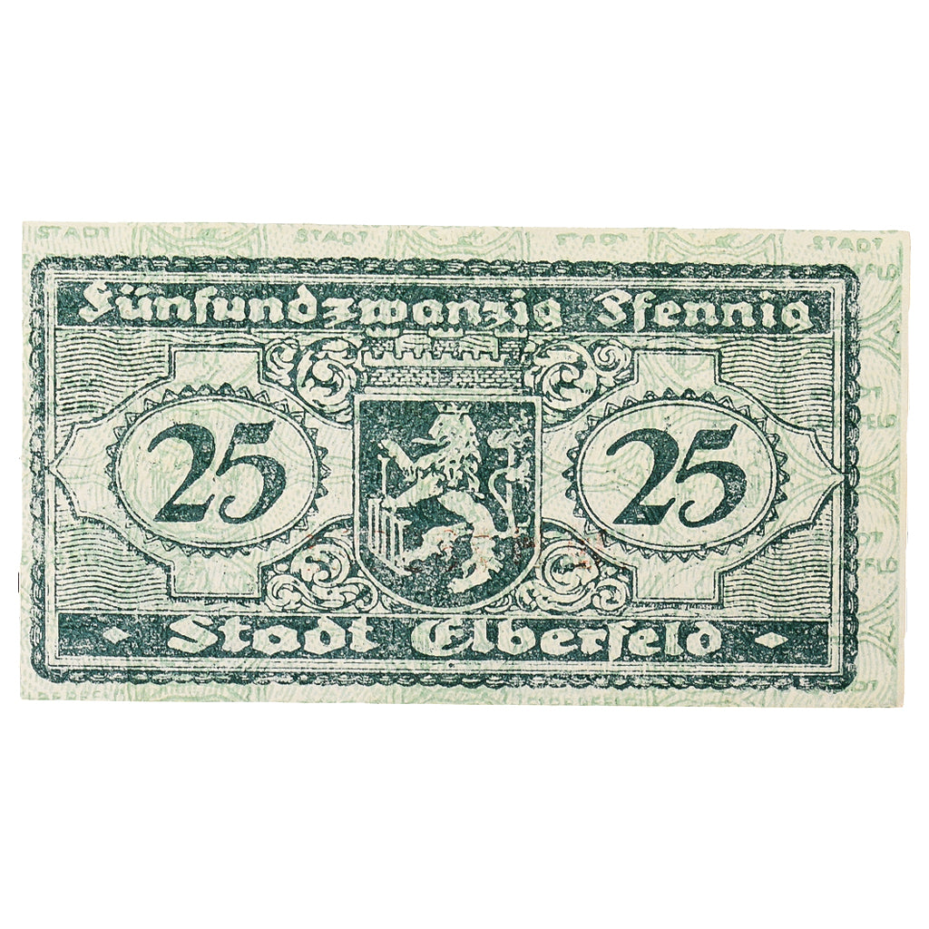 Banknot, Niemcy, Elberfeld Stadt, 25 Pfennig, Blason, 1919, 1919-11-15