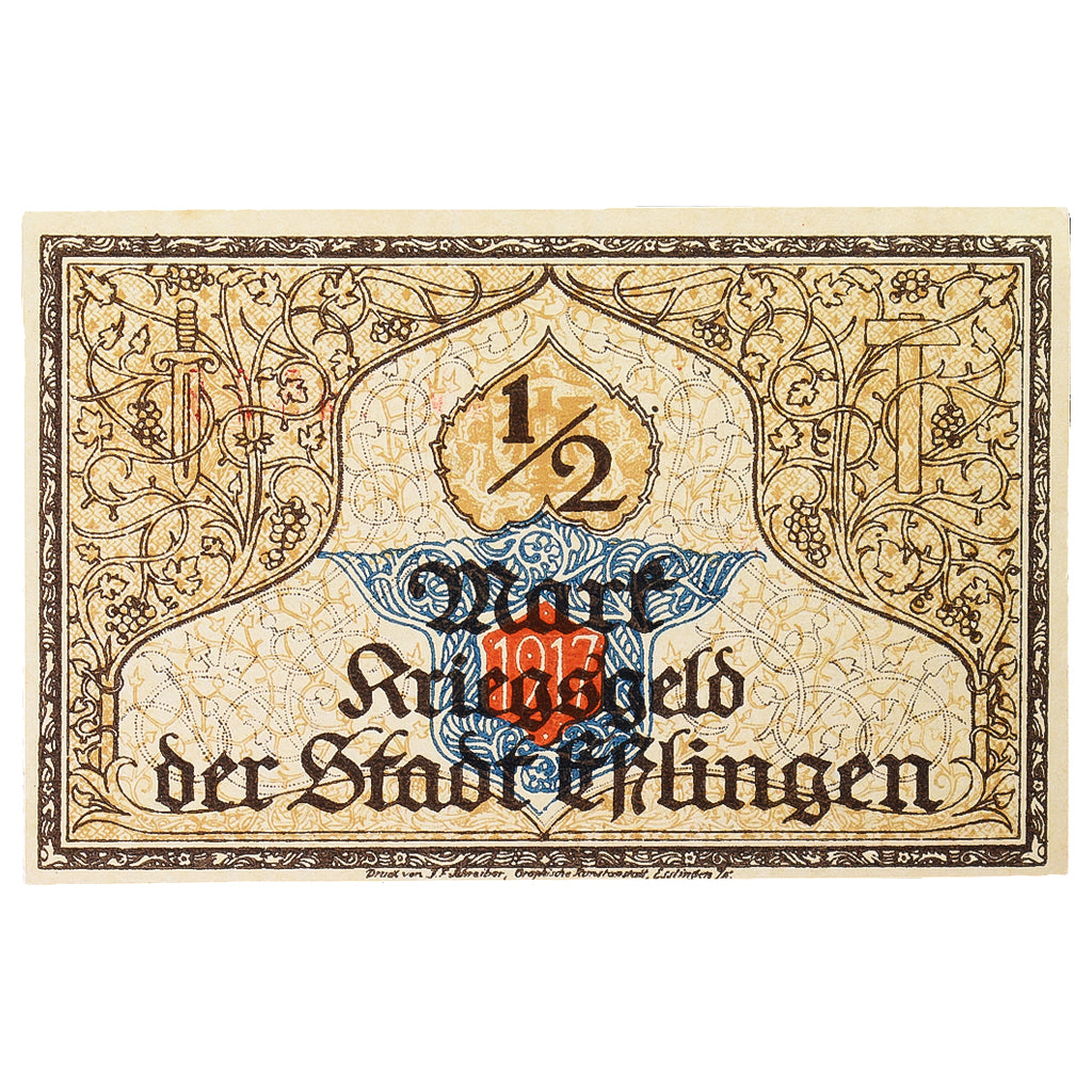 Banconote, Germania, Esslingen Stadt, 50 Pfennig, village, 1919, 1919-09-01