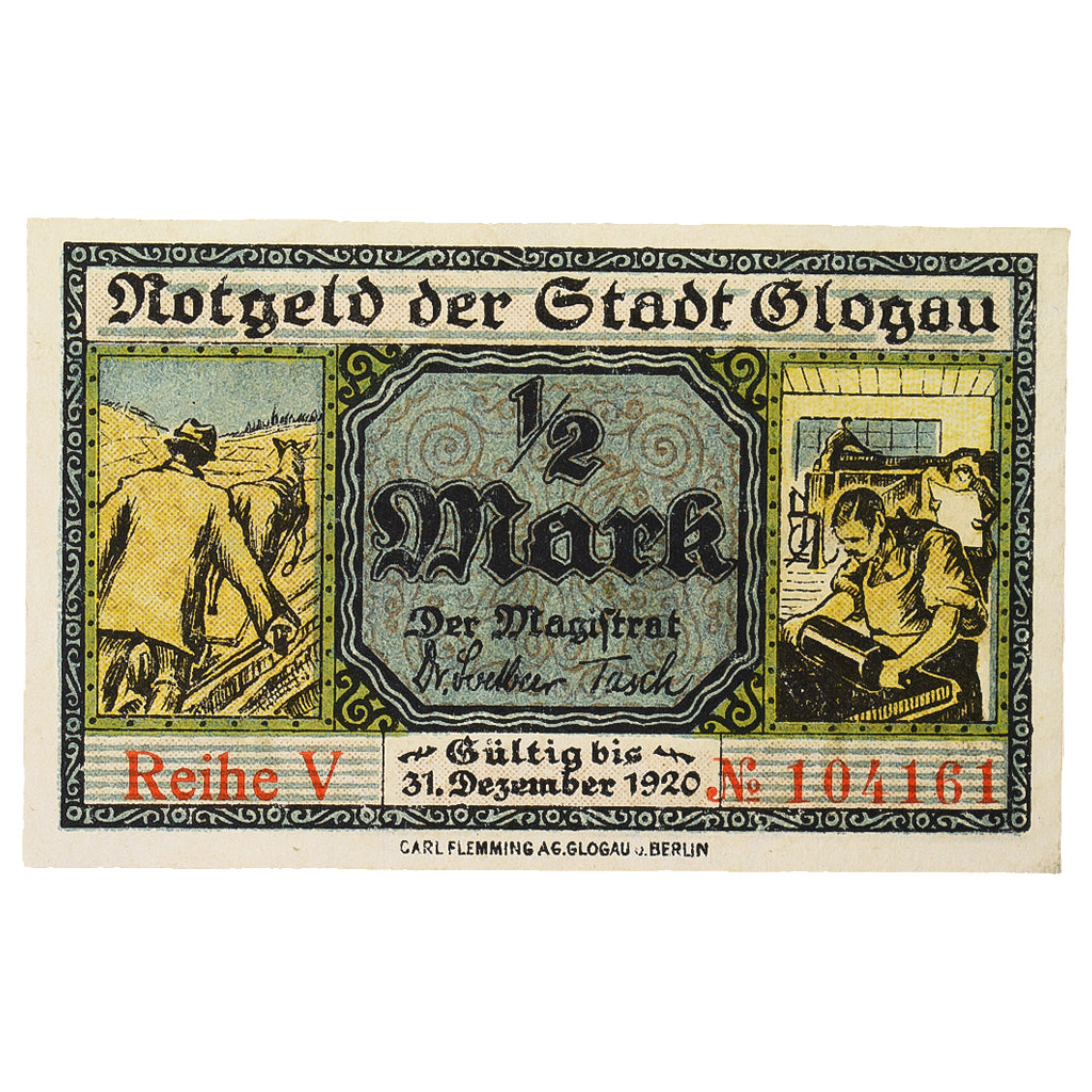 Banconote, Germania, Glogau Stadt, 50 Pfennig, pont, 1920, 1920-12-31, SPL