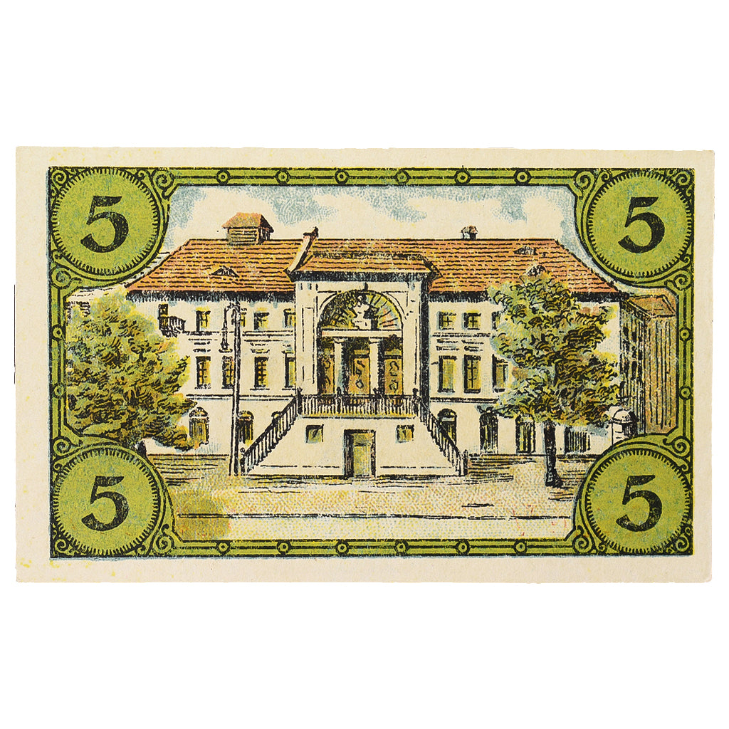 Banconote, Germania, Glogau Stadt, 5 Pfennig, Batiment, 1920, 1920-12-31, SPL