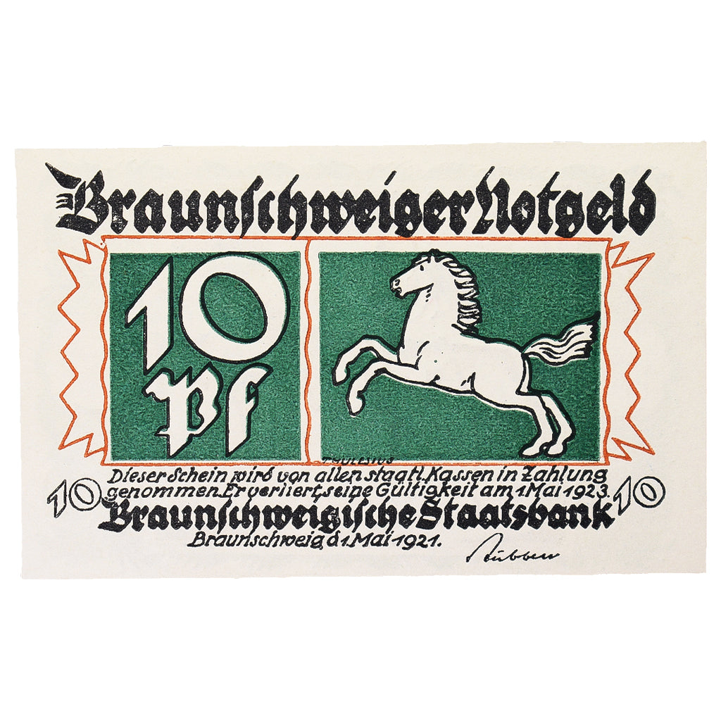 Banknot, Niemcy, Braunschweig, 10 Pfennig, Maison, 1921, 1921-05-01, UNC(60-62)
