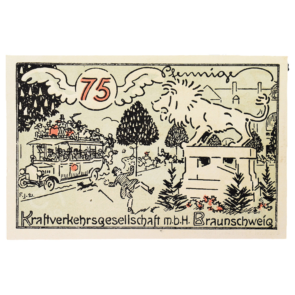Geldschein, Deutschland, Braunschweig, 75 Pfennig, statue, 1921, 1921-07-01