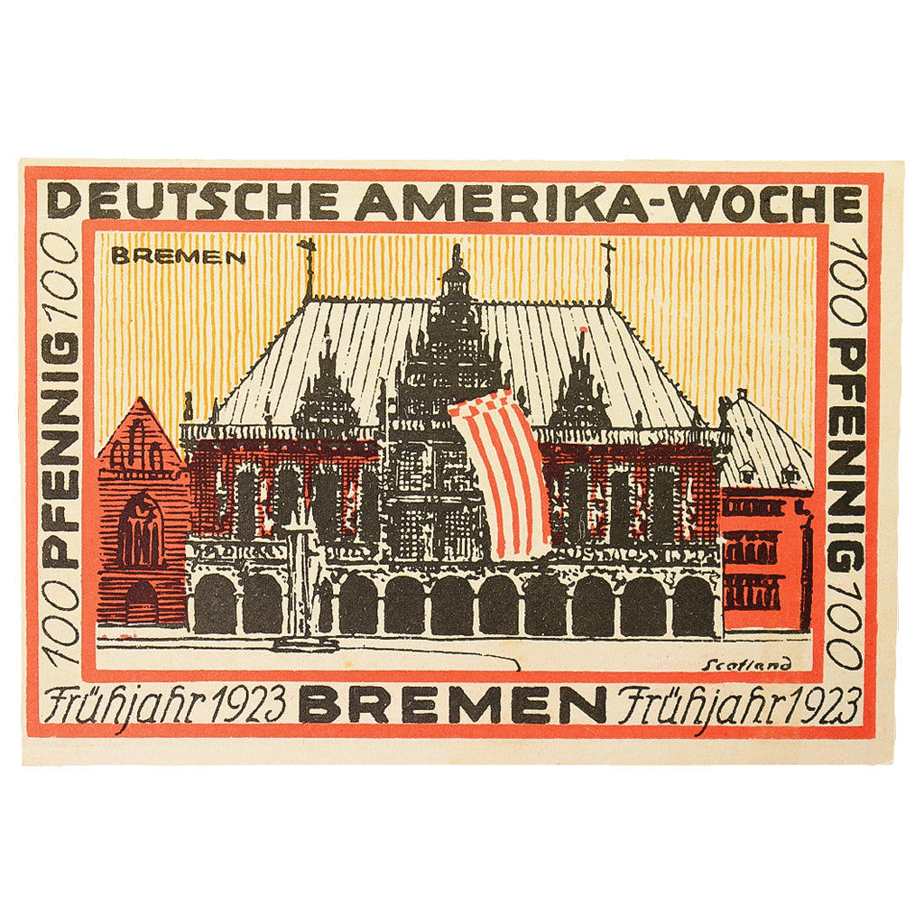 Banconote, Germania, Bremen Deutsche Amerika Woche, 100 Pfennig, batiment 1
