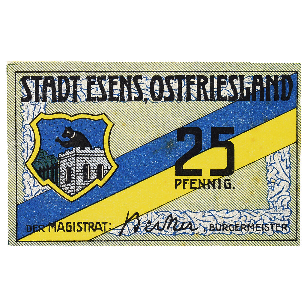 Geldschein, Deutschland, Esens Stadt, 25 Pfennig, tour, VZ+, Mehl:E29.3