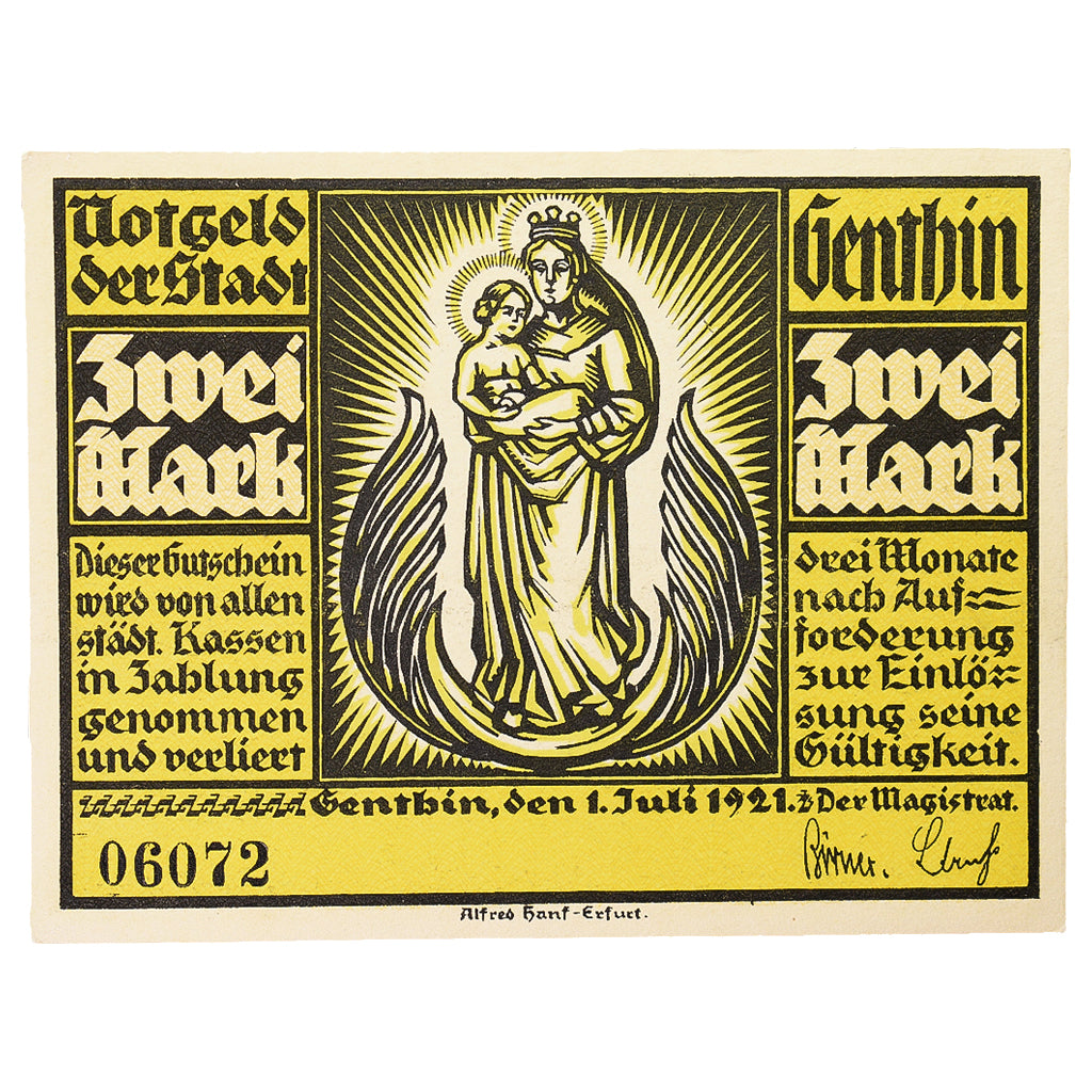 Banknote, Germany, Genthin Stadt, 2 Mark, personnage, 1921, 1921-07-01