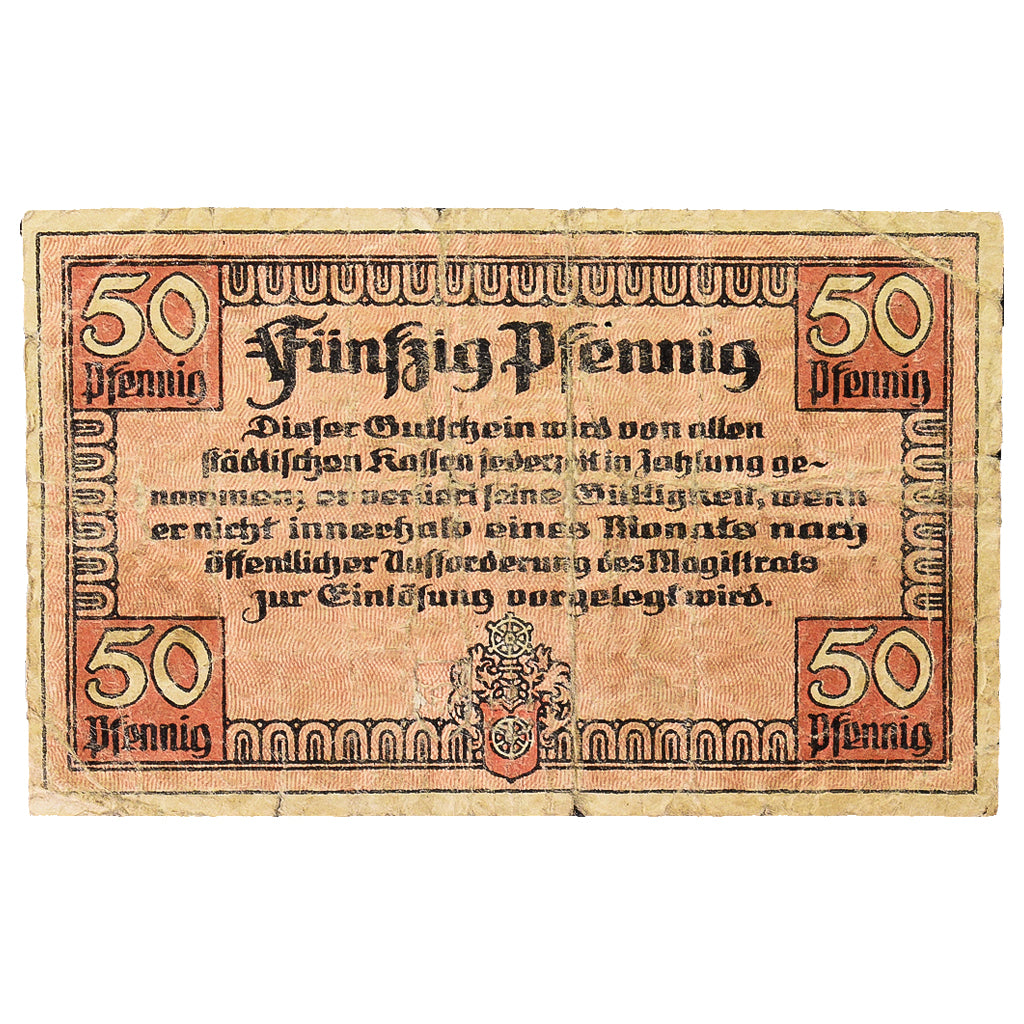 Geldschein, Deutschland, Erfurt Stadt, 50 Pfennig, cavalier, 1918, 1918-10-20