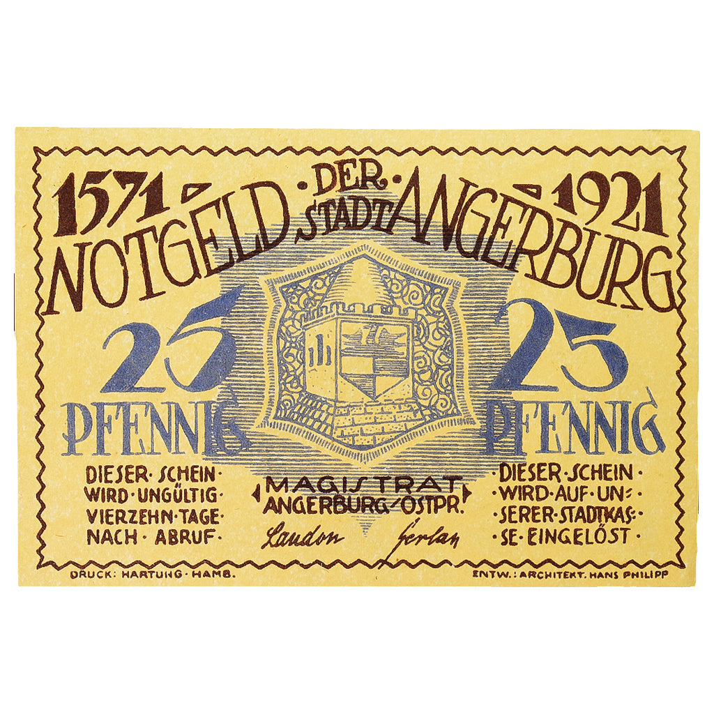 Banknote, Germany, Angerburg, 50 Pfennig, paysage, 1921, UNC(60-62), Mehl:33.1