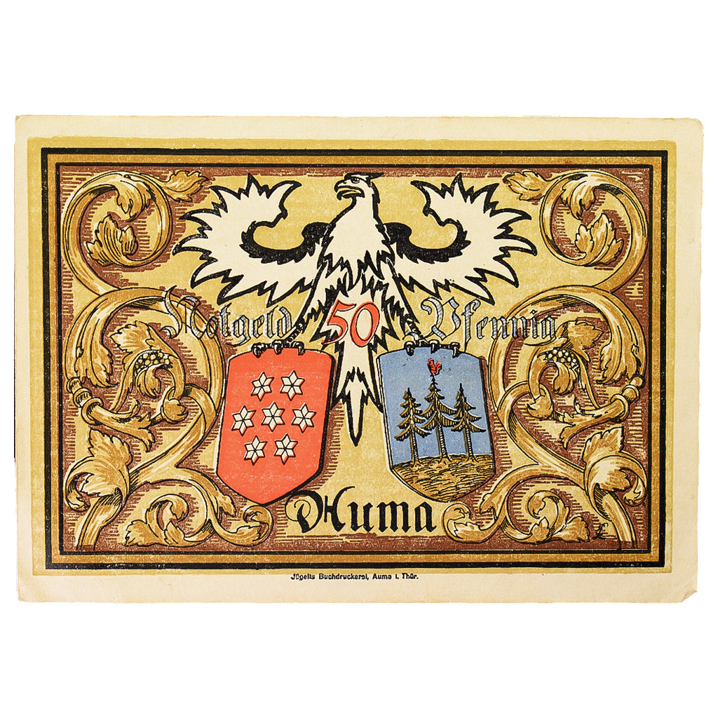 Banconote, Germania, Auma, 50 Pfennig, Blason, 1921, 1921-04-01, SPL, Mehl:55.1