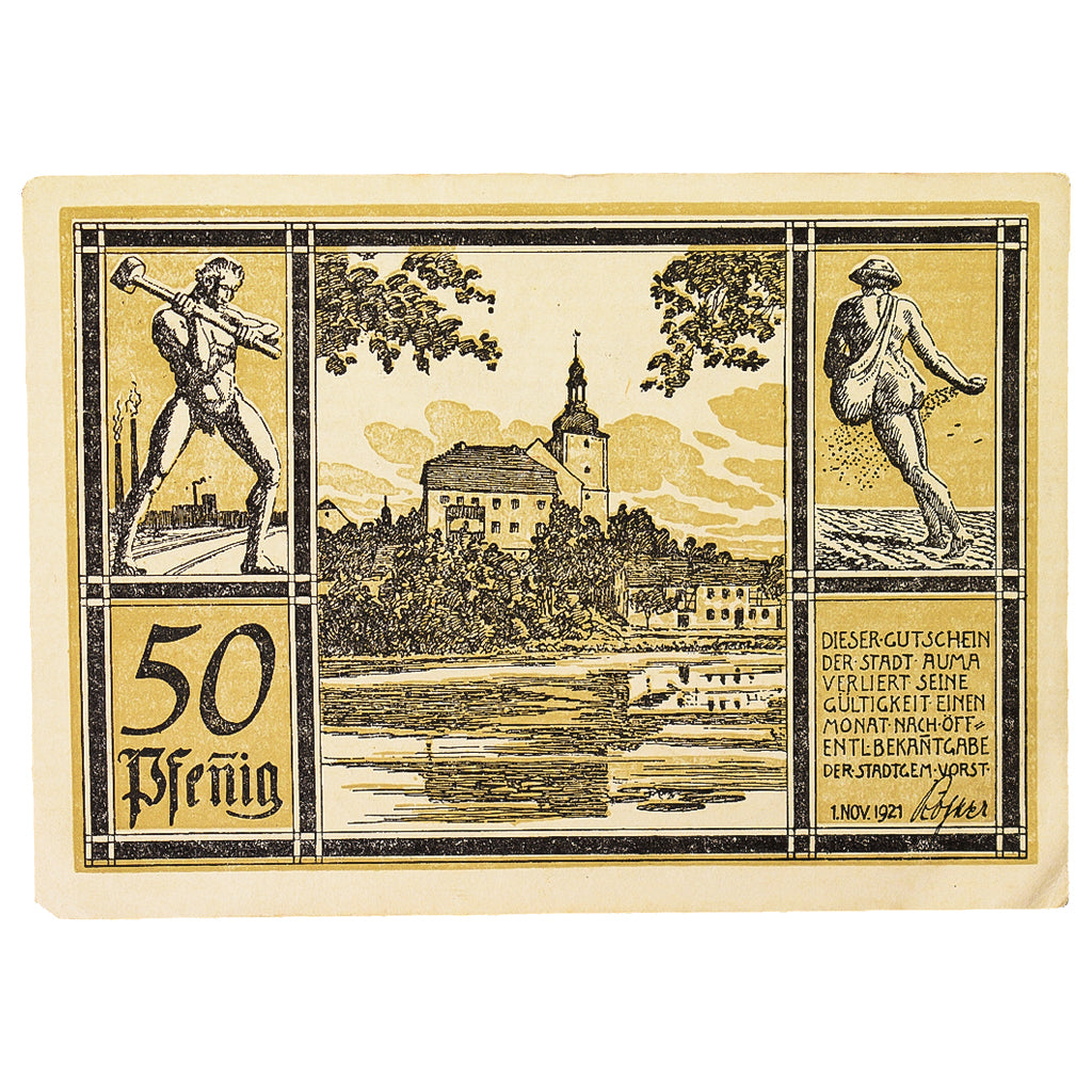 Banconote, Germania, Auma, 50 Pfennig, Blason, 1921, 1921-04-01, SPL, Mehl:55.1
