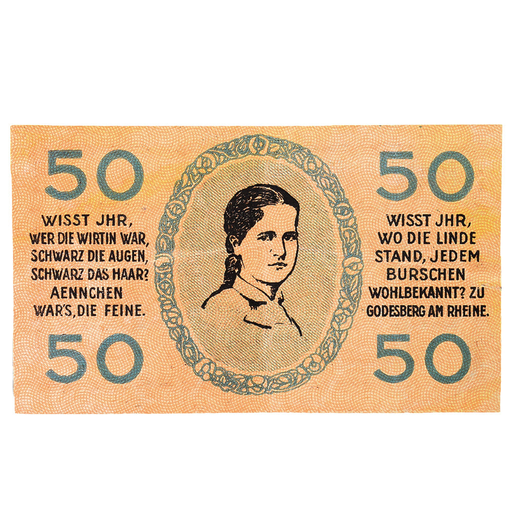Banknot, Niemcy, Godesberg Bad Stadt, 50 Pfennig, personnage 1, 1920