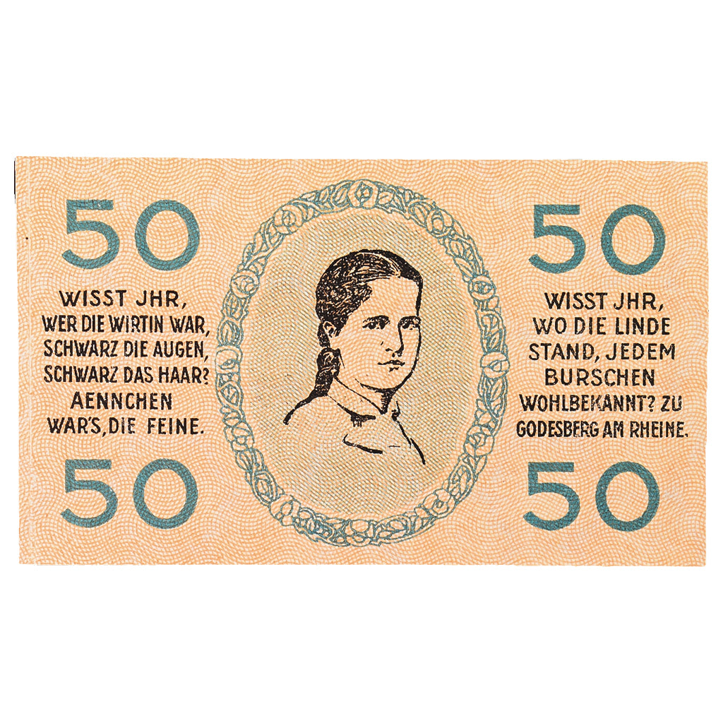 Banconote, Germania, Godesberg Bad Stadt, 50 Pfennig, personnage 2, 1920