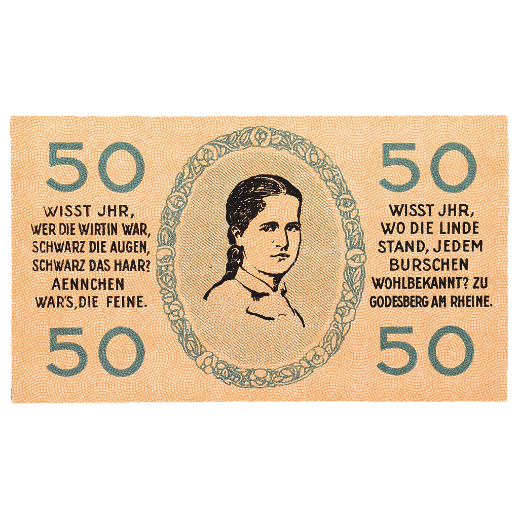 Banconote, Germania, Godesberg Bad Stadt, 50 Pfennig, personnage 3, 1920