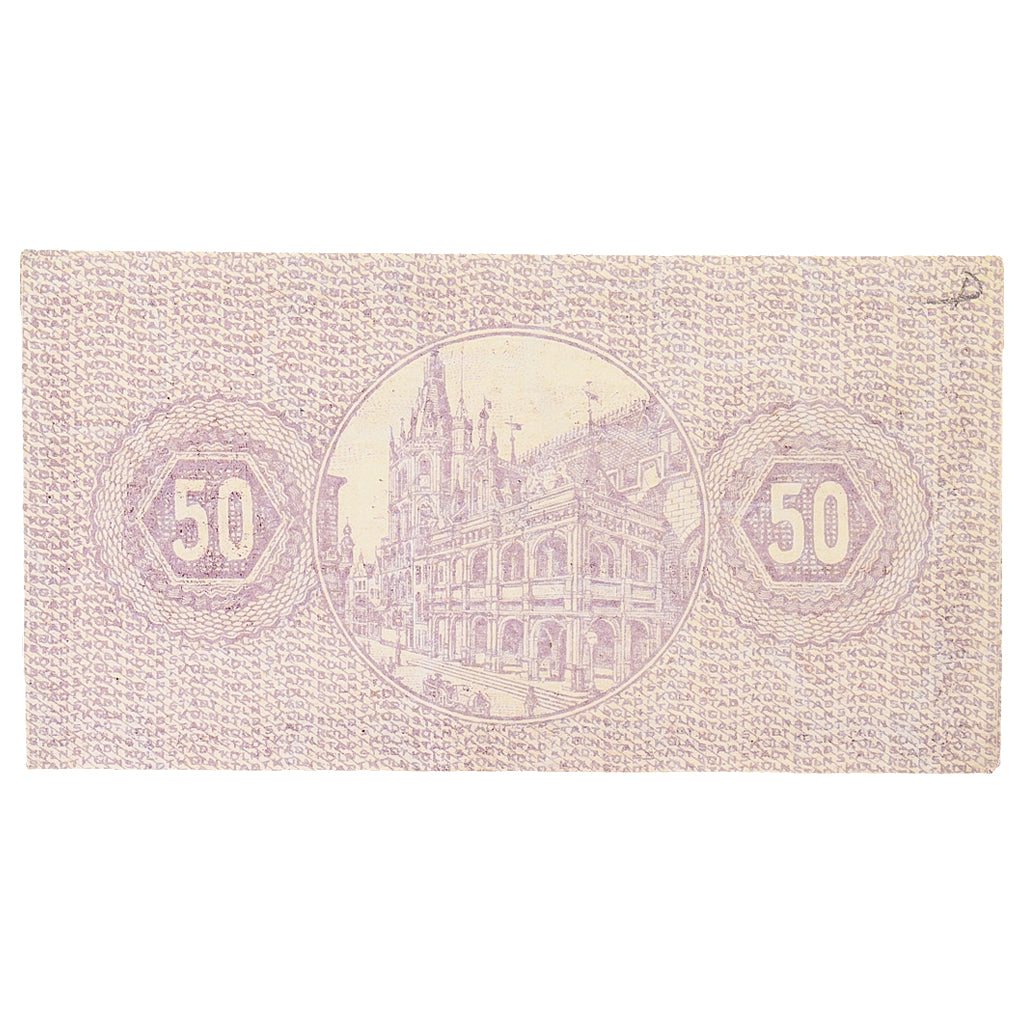 Geldschein, Deutschland, Cöln, 50 Pfennig, monument 2, 1918, 1919-06-01, VZ+