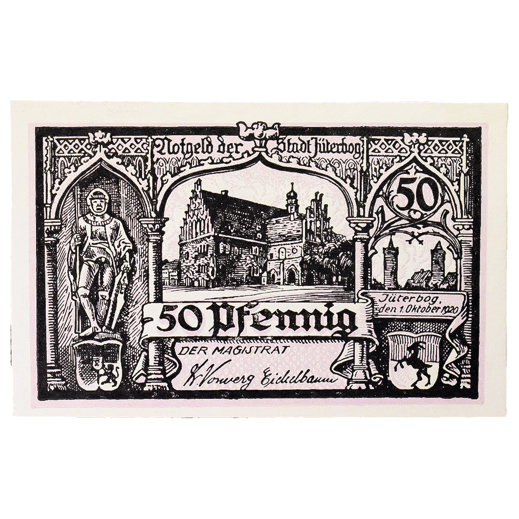 Banknot, Niemcy, Jüterbog, 50 Pfennig, paysage, 1920, 1920-10-01, UNC(60-62)