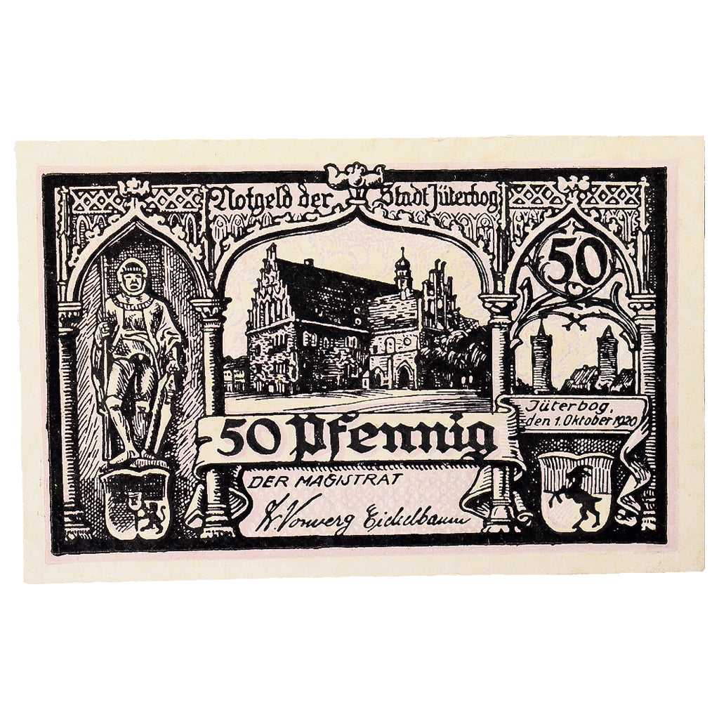 Banknot, Niemcy, Jüterbog, 50 Pfennig, paysage 1, 1920, 1920-10-01, UNC(60-62)