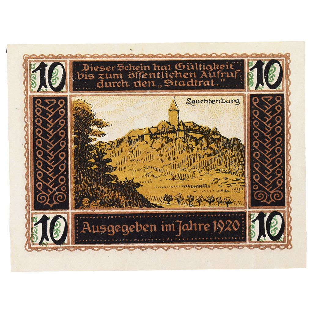 Banconote, Germania, Kahla, 10 Pfennig, rempart, 1920, SPL, Mehl:K1.8